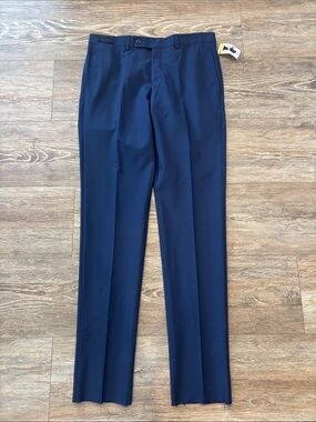 Ted Baker London Blue Jarrow Regular-Fit Wool Dress Pants Unhemmed Men's Size 34